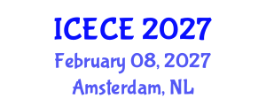 International Conference on Environmental and Chemical Engineering (ICECE) February 08, 2027 - Amsterdam, Netherlands International Conference on Environmental and Chemical Engineering (ICECE) February 08, 2027 - Amsterdam, Netherlands