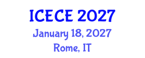 International Conference on Environmental and Chemical Engineering (ICECE) January 18, 2027 - Rome, Italy International Conference on Environmental and Chemical Engineering (ICECE) January 18, 2027 - Rome, Italy