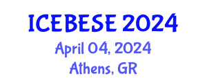 International Conference on Environmental, Biological, Ecological Sciences and Engineering (ICEBESE) April 04, 2024 - Athens, Greece
