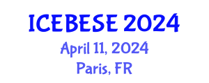 International Conference on Environmental, Biological, Ecological Sciences and Engineering (ICEBESE) April 11, 2024 - Paris, France