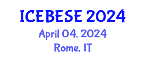 International Conference on Environmental, Biological, Ecological Sciences and Engineering (ICEBESE) April 04, 2024 - Rome, Italy