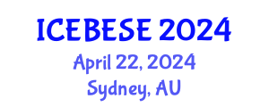 International Conference on Environmental, Biological, Ecological Sciences and Engineering (ICEBESE) April 22, 2024 - Sydney, Australia