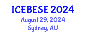 International Conference on Environmental, Biological, Ecological Sciences and Engineering (ICEBESE) August 29, 2024 - Sydney, Australia