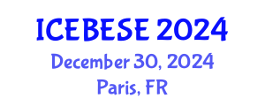 International Conference on Environmental, Biological, Ecological Sciences and Engineering (ICEBESE) December 30, 2024 - Paris, France