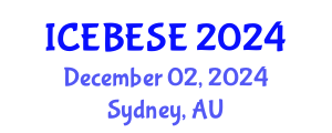 International Conference on Environmental, Biological, Ecological Sciences and Engineering (ICEBESE) December 02, 2024 - Sydney, Australia