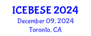International Conference on Environmental, Biological, Ecological Sciences and Engineering (ICEBESE) December 09, 2024 - Toronto, Canada