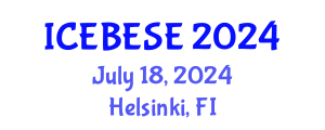 International Conference on Environmental, Biological, Ecological Sciences and Engineering (ICEBESE) July 18, 2024 - Helsinki, Finland