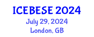 International Conference on Environmental, Biological, Ecological Sciences and Engineering (ICEBESE) July 29, 2024 - London, United Kingdom