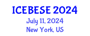 International Conference on Environmental, Biological, Ecological Sciences and Engineering (ICEBESE) July 11, 2024 - New York, United States