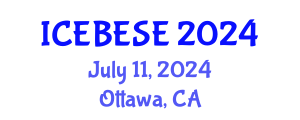 International Conference on Environmental, Biological, Ecological Sciences and Engineering (ICEBESE) July 11, 2024 - Ottawa, Canada