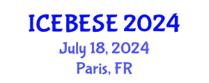 International Conference on Environmental, Biological, Ecological Sciences and Engineering (ICEBESE) July 18, 2024 - Paris, France