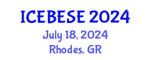 International Conference on Environmental, Biological, Ecological Sciences and Engineering (ICEBESE) July 18, 2024 - Rhodes, Greece