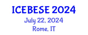 International Conference on Environmental, Biological, Ecological Sciences and Engineering (ICEBESE) July 22, 2024 - Rome, Italy