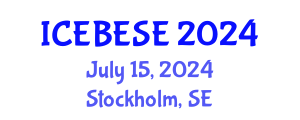 International Conference on Environmental, Biological, Ecological Sciences and Engineering (ICEBESE) July 15, 2024 - Stockholm, Sweden