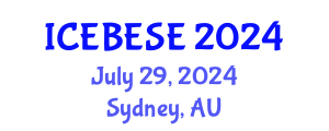 International Conference on Environmental, Biological, Ecological Sciences and Engineering (ICEBESE) July 29, 2024 - Sydney, Australia