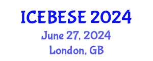 International Conference on Environmental, Biological, Ecological Sciences and Engineering (ICEBESE) June 27, 2024 - London, United Kingdom