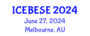 International Conference on Environmental, Biological, Ecological Sciences and Engineering (ICEBESE) June 27, 2024 - Melbourne, Australia