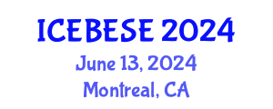 International Conference on Environmental, Biological, Ecological Sciences and Engineering (ICEBESE) June 13, 2024 - Montreal, Canada