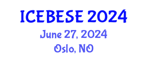 International Conference on Environmental, Biological, Ecological Sciences and Engineering (ICEBESE) June 27, 2024 - Oslo, Norway