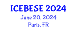 International Conference on Environmental, Biological, Ecological Sciences and Engineering (ICEBESE) June 20, 2024 - Paris, France