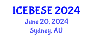 International Conference on Environmental, Biological, Ecological Sciences and Engineering (ICEBESE) June 20, 2024 - Sydney, Australia