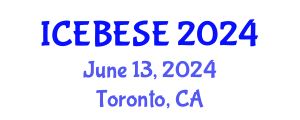 International Conference on Environmental, Biological, Ecological Sciences and Engineering (ICEBESE) June 13, 2024 - Toronto, Canada