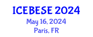 International Conference on Environmental, Biological, Ecological Sciences and Engineering (ICEBESE) May 16, 2024 - Paris, France