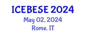 International Conference on Environmental, Biological, Ecological Sciences and Engineering (ICEBESE) May 02, 2024 - Rome, Italy