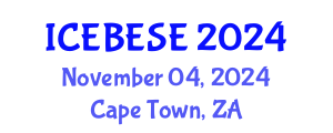 International Conference on Environmental, Biological, Ecological Sciences and Engineering (ICEBESE) November 04, 2024 - Cape Town, South Africa