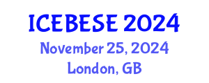 International Conference on Environmental, Biological, Ecological Sciences and Engineering (ICEBESE) November 25, 2024 - London, United Kingdom