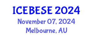 International Conference on Environmental, Biological, Ecological Sciences and Engineering (ICEBESE) November 07, 2024 - Melbourne, Australia