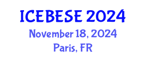 International Conference on Environmental, Biological, Ecological Sciences and Engineering (ICEBESE) November 18, 2024 - Paris, France