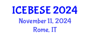 International Conference on Environmental, Biological, Ecological Sciences and Engineering (ICEBESE) November 11, 2024 - Rome, Italy