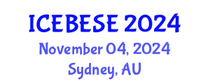 International Conference on Environmental, Biological, Ecological Sciences and Engineering (ICEBESE) November 04, 2024 - Sydney, Australia
