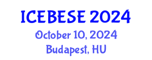 International Conference on Environmental, Biological, Ecological Sciences and Engineering (ICEBESE) October 10, 2024 - Budapest, Hungary