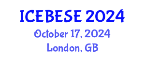 International Conference on Environmental, Biological, Ecological Sciences and Engineering (ICEBESE) October 17, 2024 - London, United Kingdom