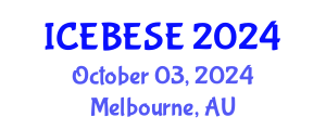 International Conference on Environmental, Biological, Ecological Sciences and Engineering (ICEBESE) October 03, 2024 - Melbourne, Australia