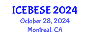 International Conference on Environmental, Biological, Ecological Sciences and Engineering (ICEBESE) October 28, 2024 - Montreal, Canada