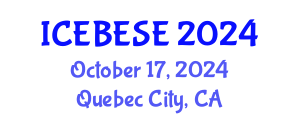 International Conference on Environmental, Biological, Ecological Sciences and Engineering (ICEBESE) October 17, 2024 - Quebec City, Canada