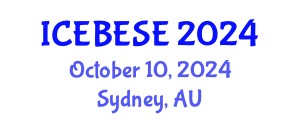 International Conference on Environmental, Biological, Ecological Sciences and Engineering (ICEBESE) October 10, 2024 - Sydney, Australia