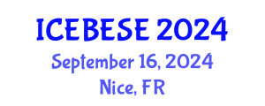 International Conference on Environmental, Biological, Ecological Sciences and Engineering (ICEBESE) September 16, 2024 - Nice, France