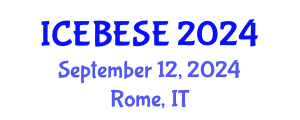International Conference on Environmental, Biological, Ecological Sciences and Engineering (ICEBESE) September 12, 2024 - Rome, Italy
