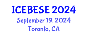 International Conference on Environmental, Biological, Ecological Sciences and Engineering (ICEBESE) September 19, 2024 - Toronto, Canada