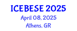 International Conference on Environmental, Biological, Ecological Sciences and Engineering (ICEBESE) April 08, 2025 - Athens, Greece