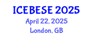 International Conference on Environmental, Biological, Ecological Sciences and Engineering (ICEBESE) April 22, 2025 - London, United Kingdom
