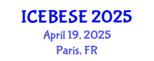 International Conference on Environmental, Biological, Ecological Sciences and Engineering (ICEBESE) April 19, 2025 - Paris, France