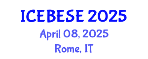 International Conference on Environmental, Biological, Ecological Sciences and Engineering (ICEBESE) April 08, 2025 - Rome, Italy