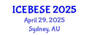 International Conference on Environmental, Biological, Ecological Sciences and Engineering (ICEBESE) April 29, 2025 - Sydney, Australia