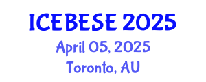International Conference on Environmental, Biological, Ecological Sciences and Engineering (ICEBESE) April 05, 2025 - Toronto, Australia