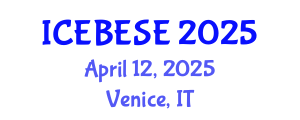 International Conference on Environmental, Biological, Ecological Sciences and Engineering (ICEBESE) April 12, 2025 - Venice, Italy